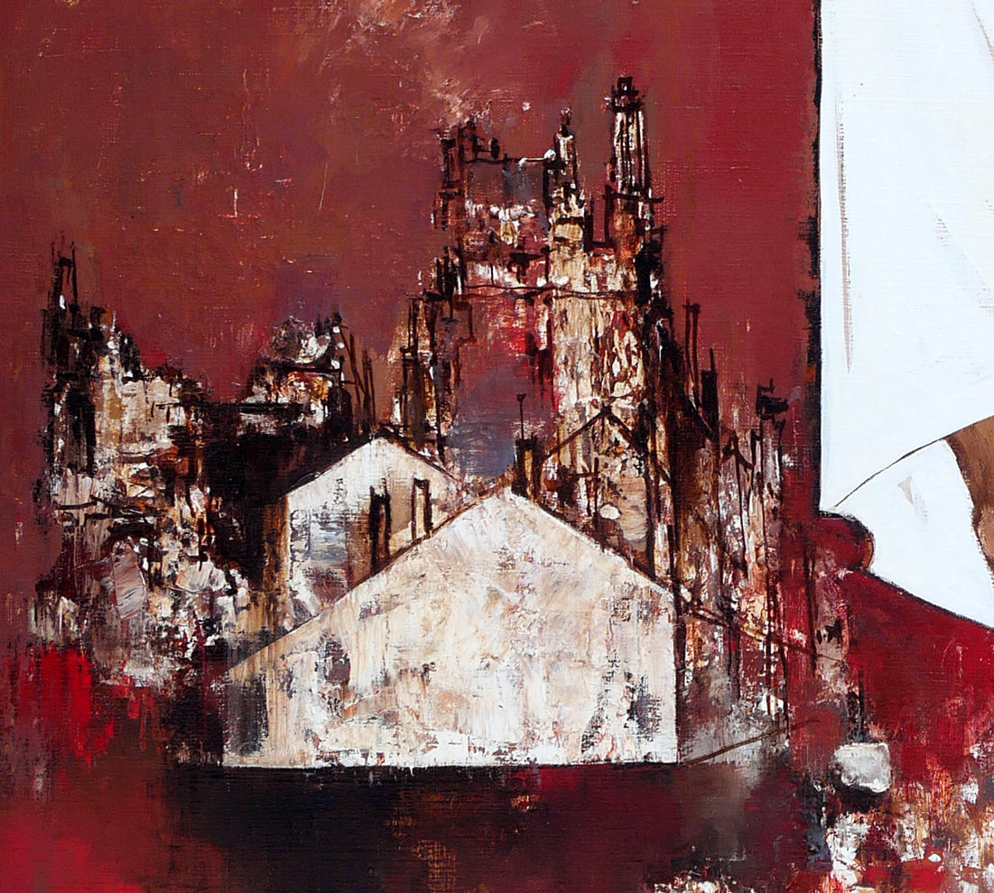 園田郁夫「路傍」油絵・F50号 絵画買取・販売の小竹美術