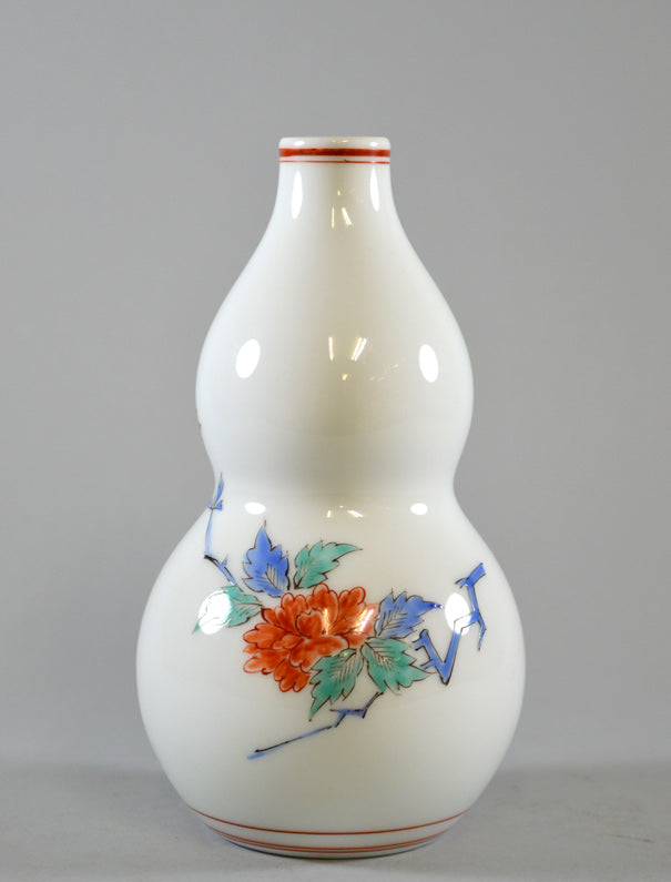 十三代 酒井田 柿右衛門「錦菊鳥文花瓶」共箱 絵画買取・販売の小竹美術