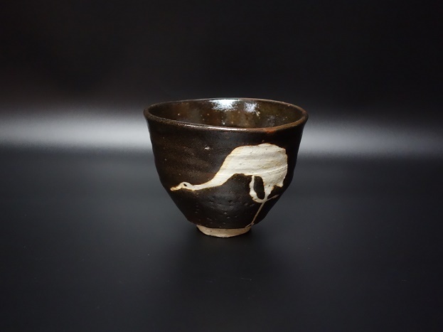 横井米禽 黒織部鶴亀之絵茶碗 清風庵旧蔵: Journal of FUJII KOUNDO