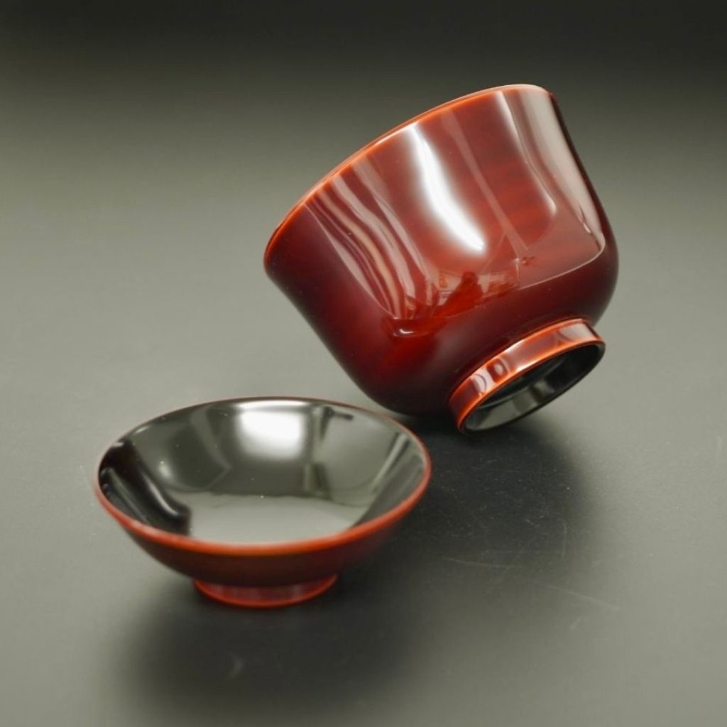 越前 市松白檀 小吸物椀 – 漆器 高翆