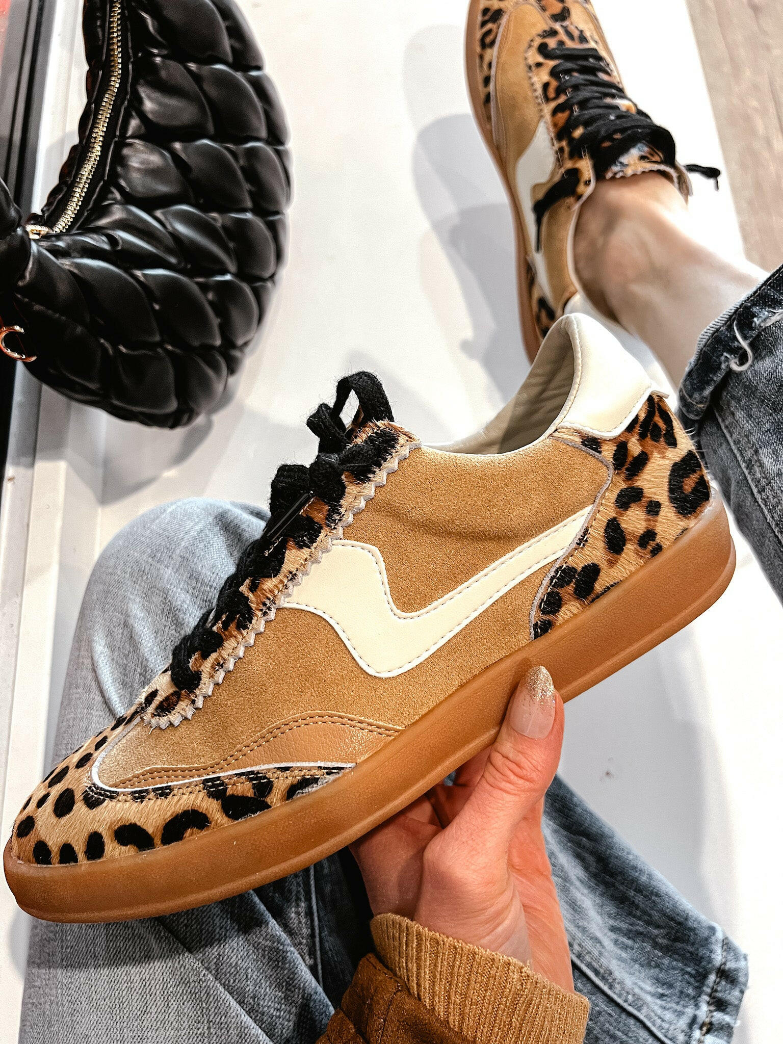 Leopard Sneakers with Luxe Hair and Elevated Sole