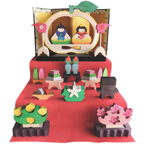 萩だいだい（おひなさま）セット J 木のおもちゃ杢・MOKU