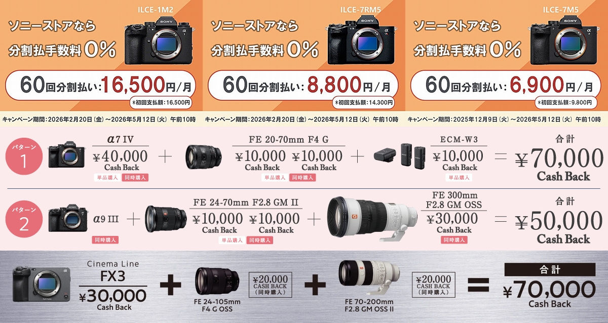 ソニーストア デジタル一眼カメラαボディ・レンズ「分割払い60回まで