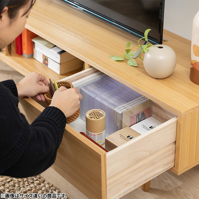 幅180cm 木製 テレビボード ～70型以上 天然木 アッシュ材 引出し付き