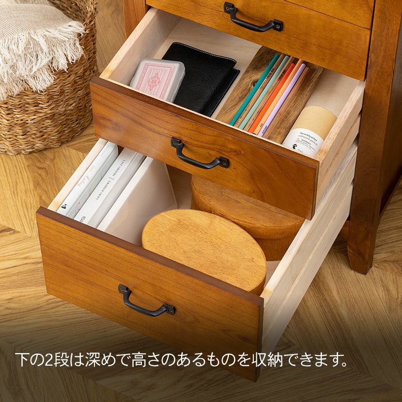 幅112cm 木製 デスク アンティーク風 天然木 ミンディ 引出し付き 収納