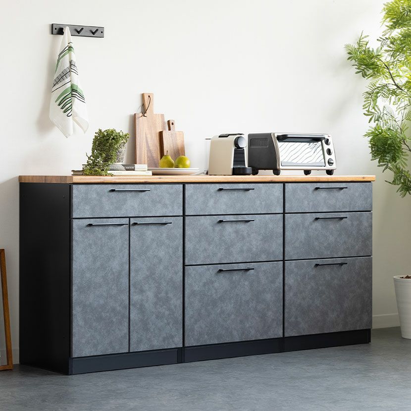 設置無料】幅180cm キッチンカウンター AURA 日本製 メラミン天板 開き