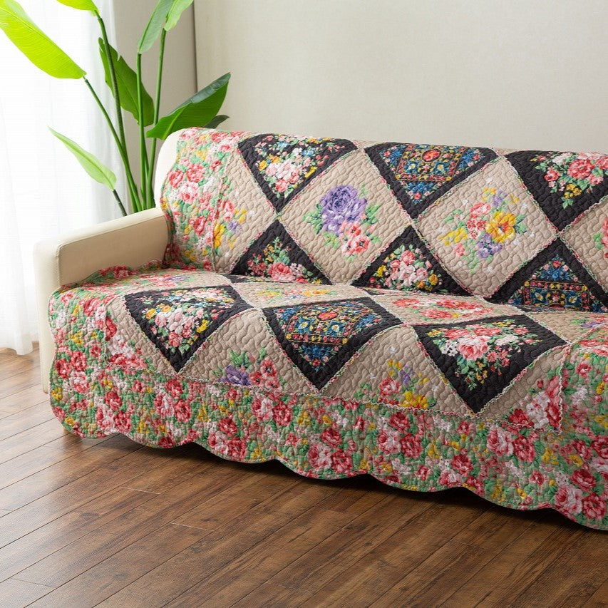 パッチワークキルト ソファカバー エレガントフラワー – くらしかる