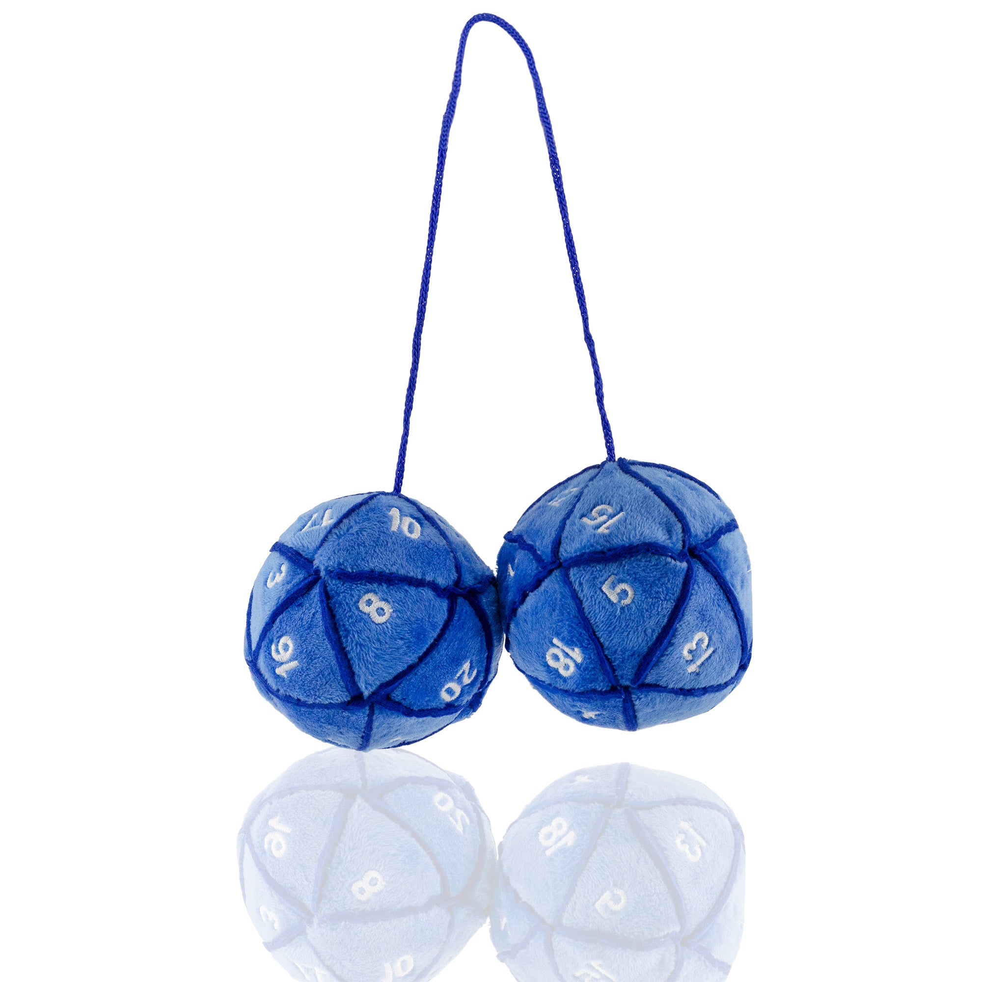 Toy Vault 20-Sided Plush Dice Danglers for Car Mirror (Blue