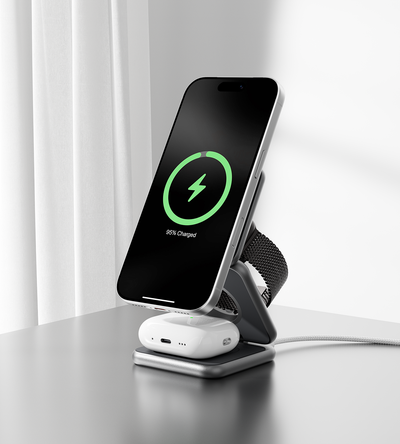 KUXIU X40 3-in-1 MagSafe 折りたたみ充電スタンド - グレー