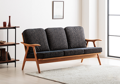 凛／RIN 天然木・無垢 スリムアームソファ3人掛け