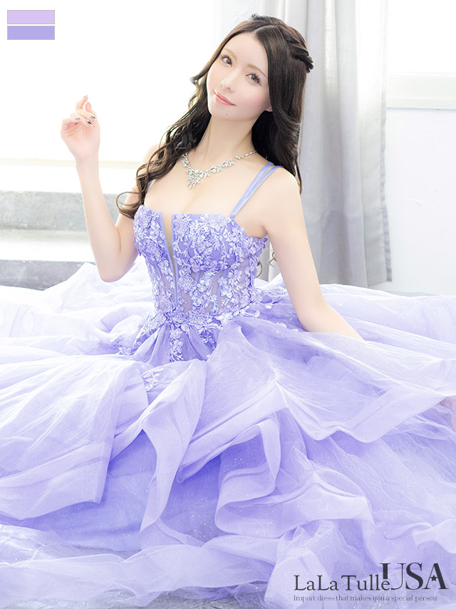 LaLaTulle USA/インポート】オープンバスト キャミソール フラワー刺繍