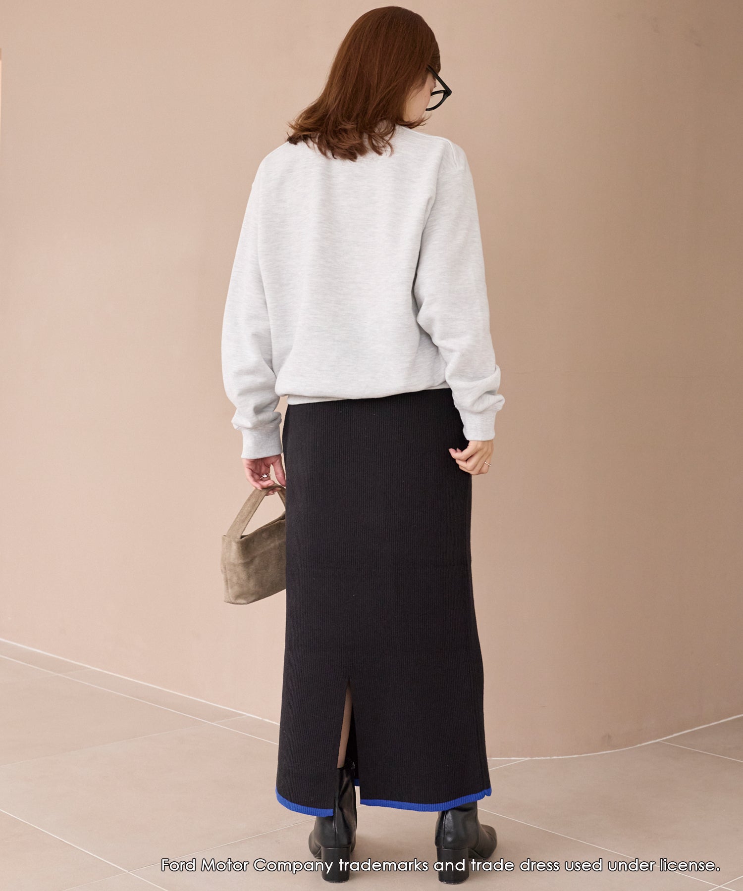 洗える】バイカラーリブニットスカート | ラビアンジェ-⼤きいサイズの