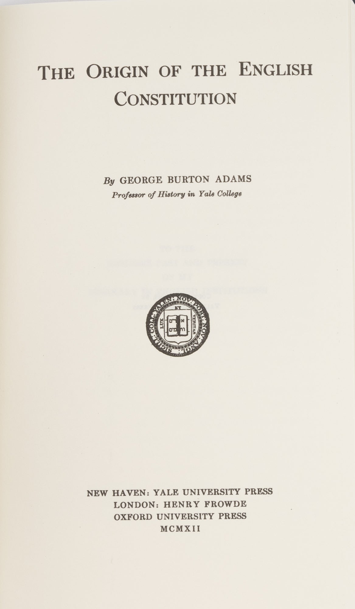 Origin of the English Constitution | George Burton Adams