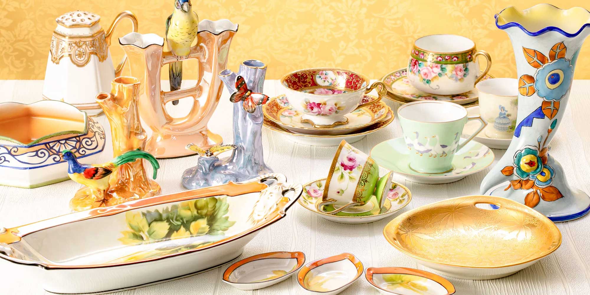 オールドノリタケ風 金盛り薔薇装飾 3脚ボウル5客 ノリタケ オールド