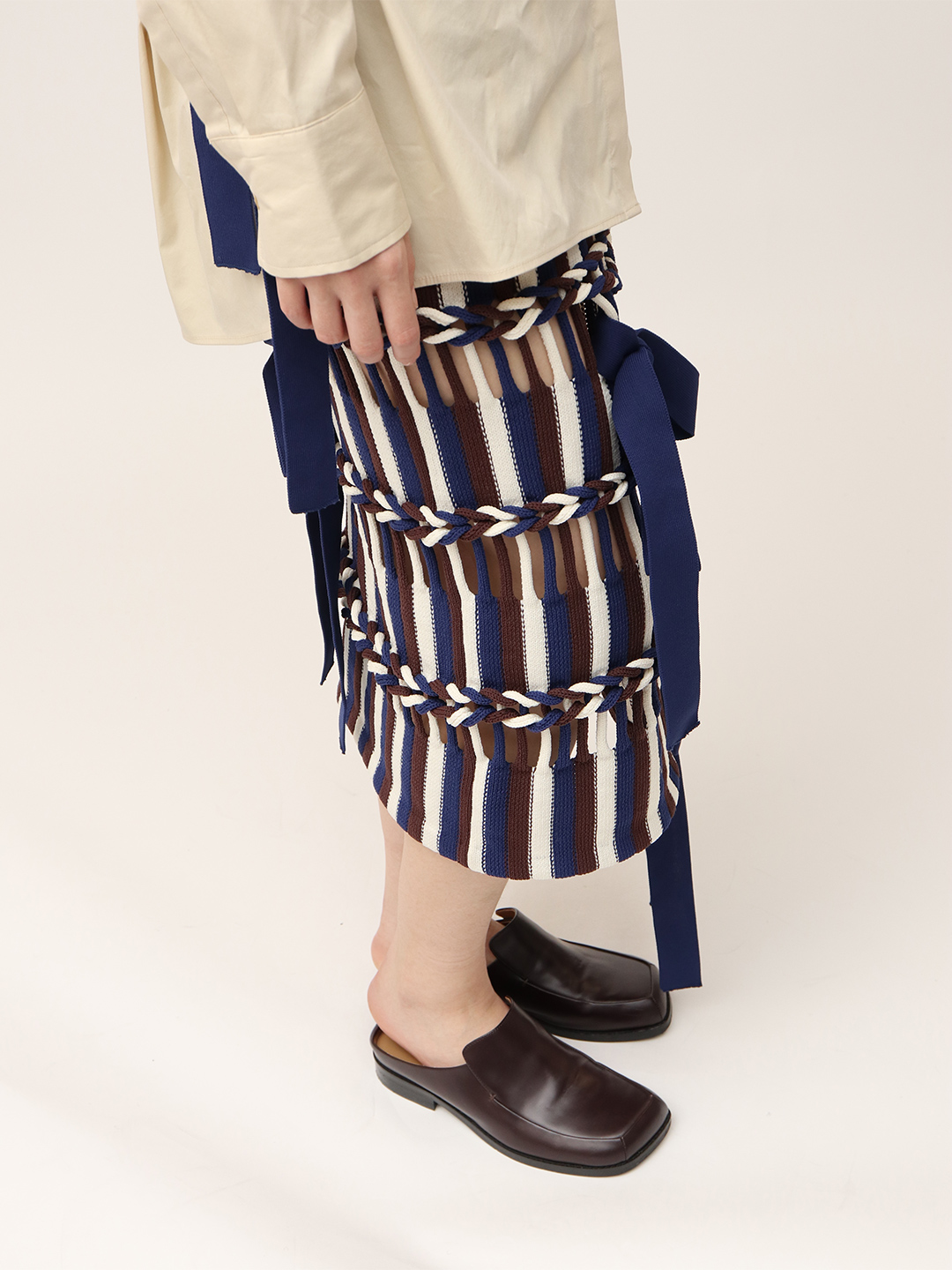 Braids Stripe Knitted Skirt/Navy | leinwände | ラインヴァンドの
