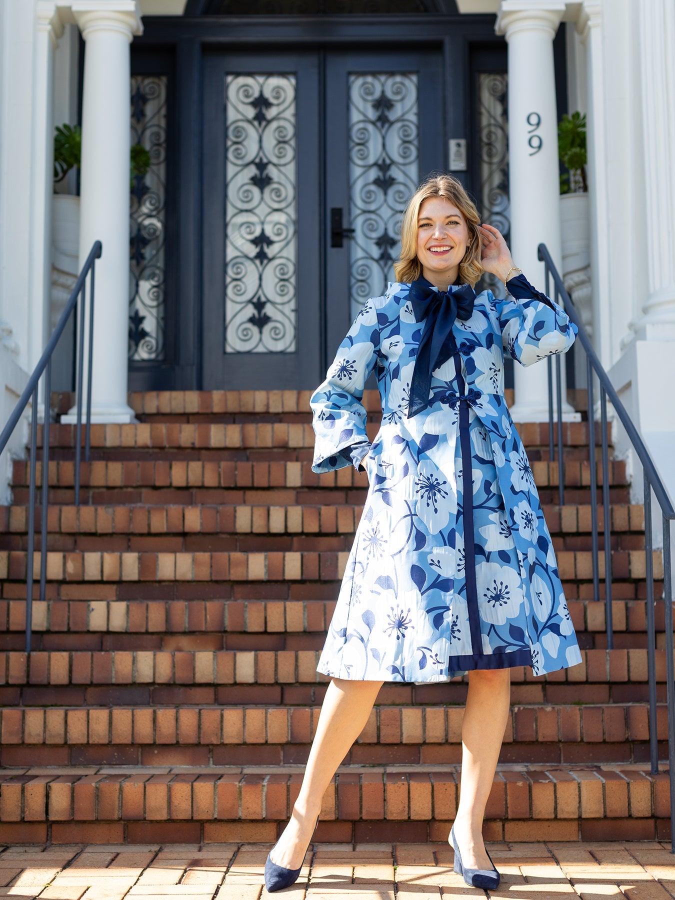 DAPHNE coat Garden Wall Blue – Lesley Evers