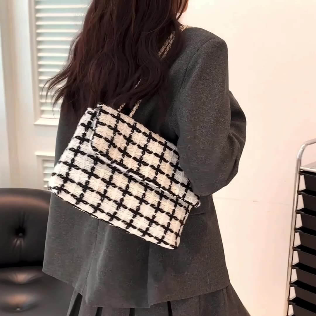 チェックツイードフラップショルダーバッグ – L LABEL