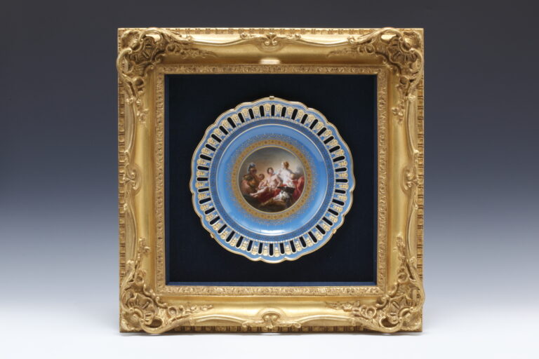 セーブル Sevres 1760 ブルーセレステ花絵小トレイ | 西洋骨董陶磁器