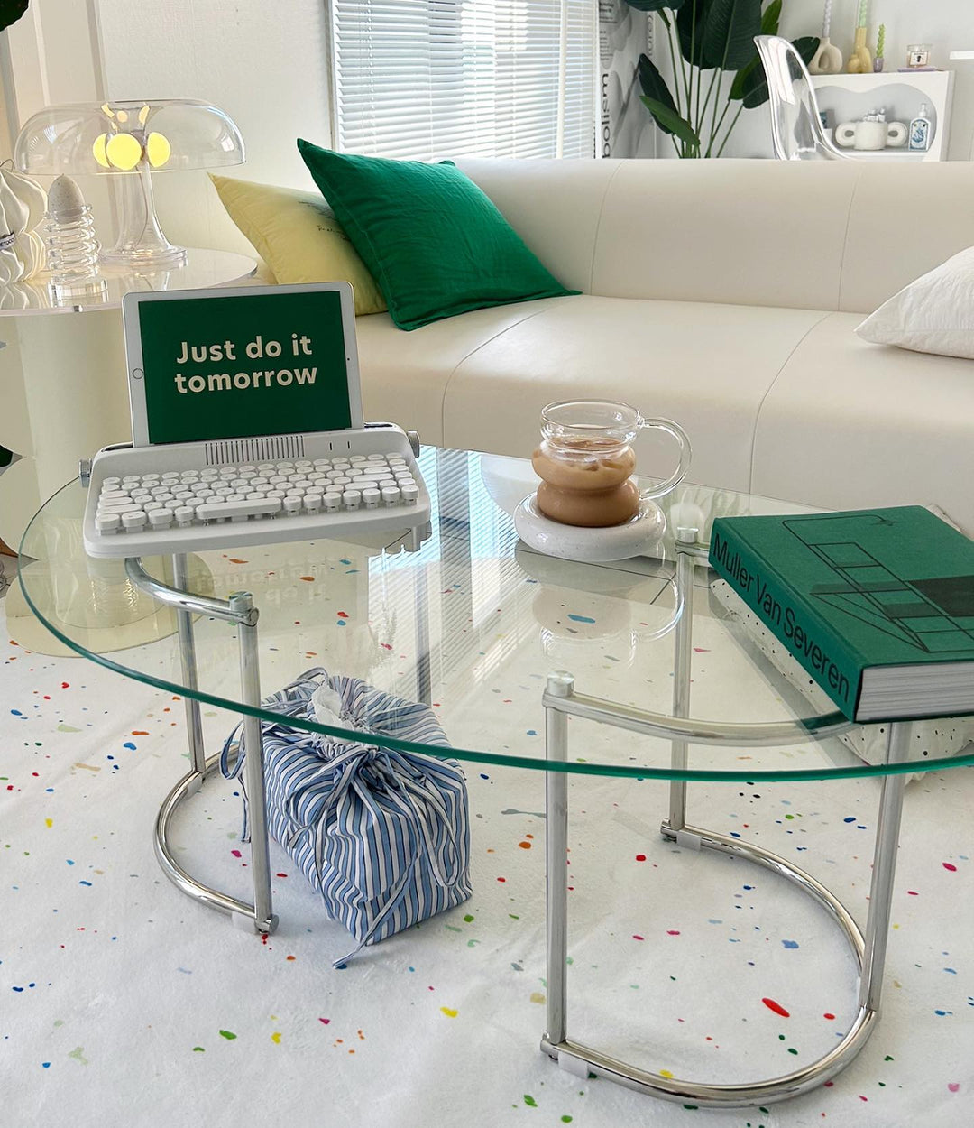 通販】Roomnhome｜ペブルテーブル｜韓国インテリア 家具 ガラス ロー