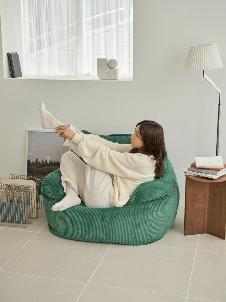 LOOSY 1人掛けビーズソファ 付替カバー Green｜1人用ソファ おしゃれ