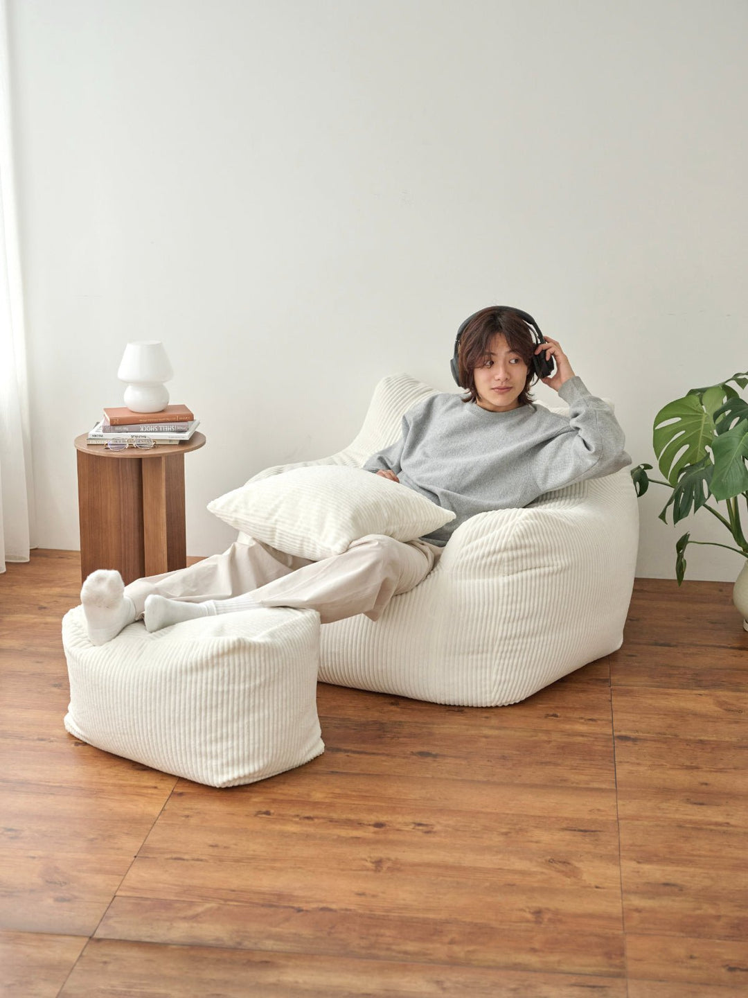 LOOSY 1人掛けビーズソファ 付替カバー Ivory｜1人用ソファ おしゃれ