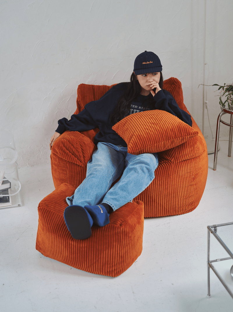 LOOSY ビーズオットマン Blood Orange｜スツール おしゃれ 一人暮らし