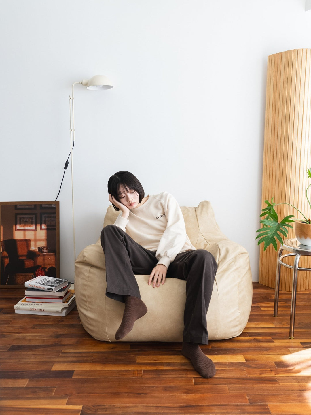 GOOD THING × LOOSYコラボ 1人掛けビーズソファ Matte Beige｜1人用