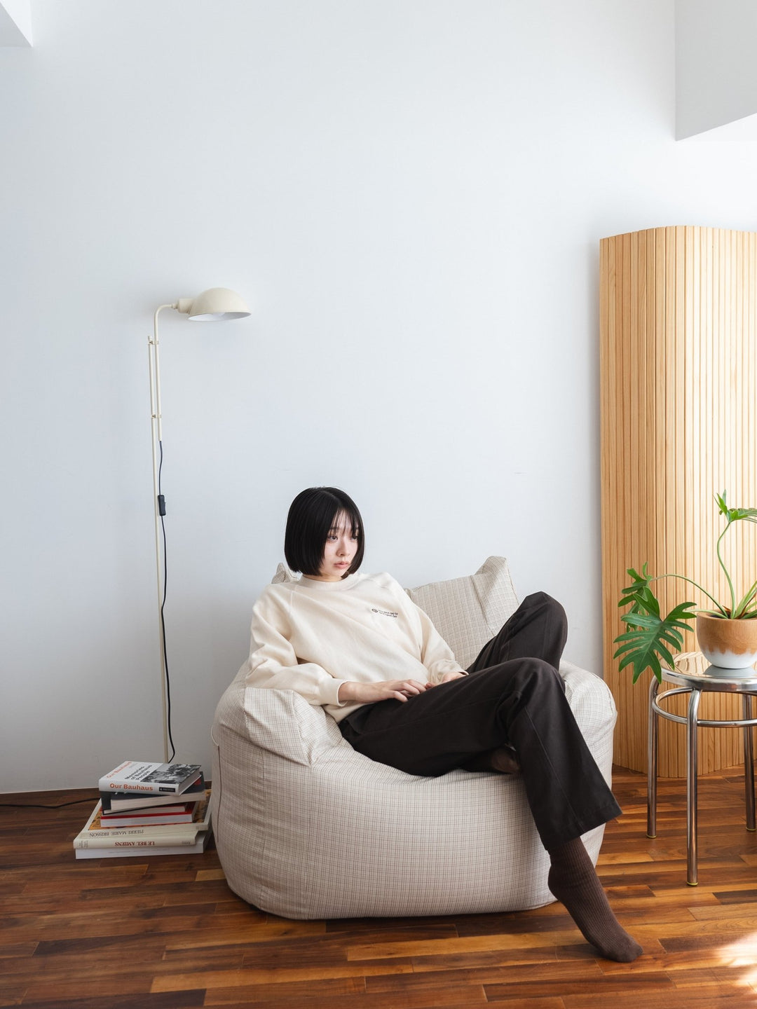 GOOD THING × LOOSYコラボ 1人掛けビーズソファ Check｜1人用ソファ