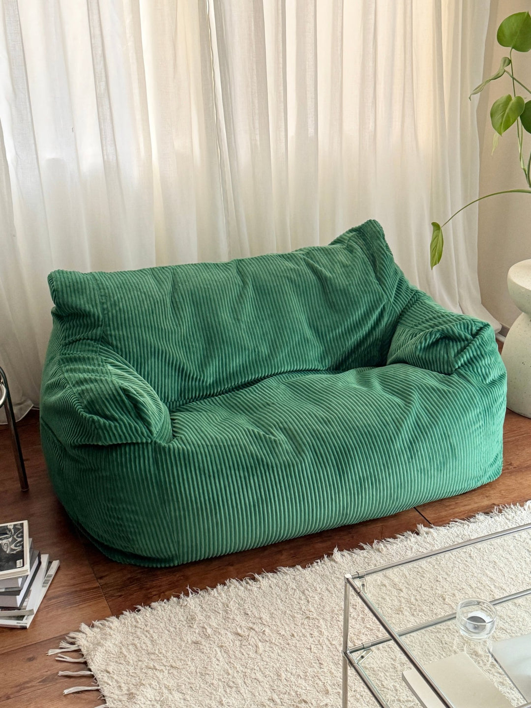 LOOSY 2人掛けビーズソファ Green｜2人用ソファ おしゃれ 一人暮らし