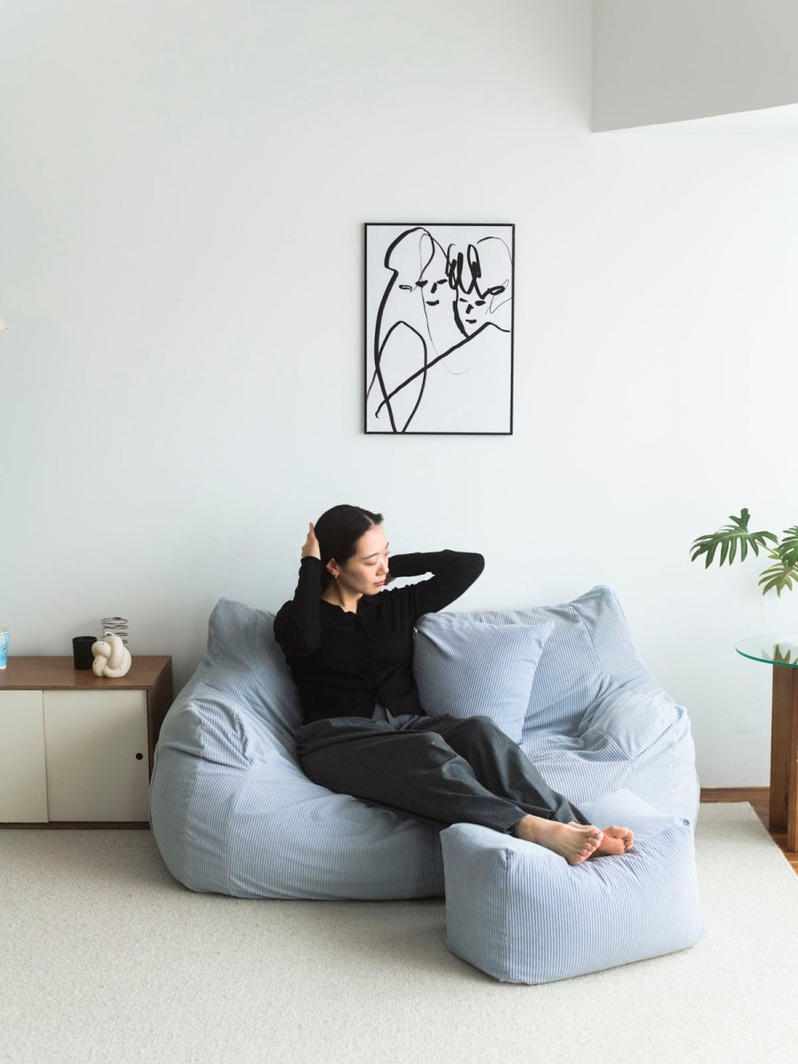 LOOSY 2人掛けビーズソファ Powder Blue｜2人用ソファ おしゃれ