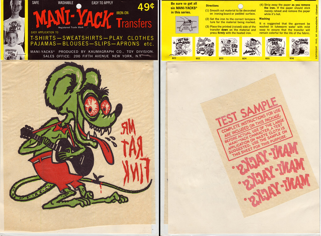 Mani-Yack iron on transfer pack - Mr Rat Fink - Front and … | Flickr