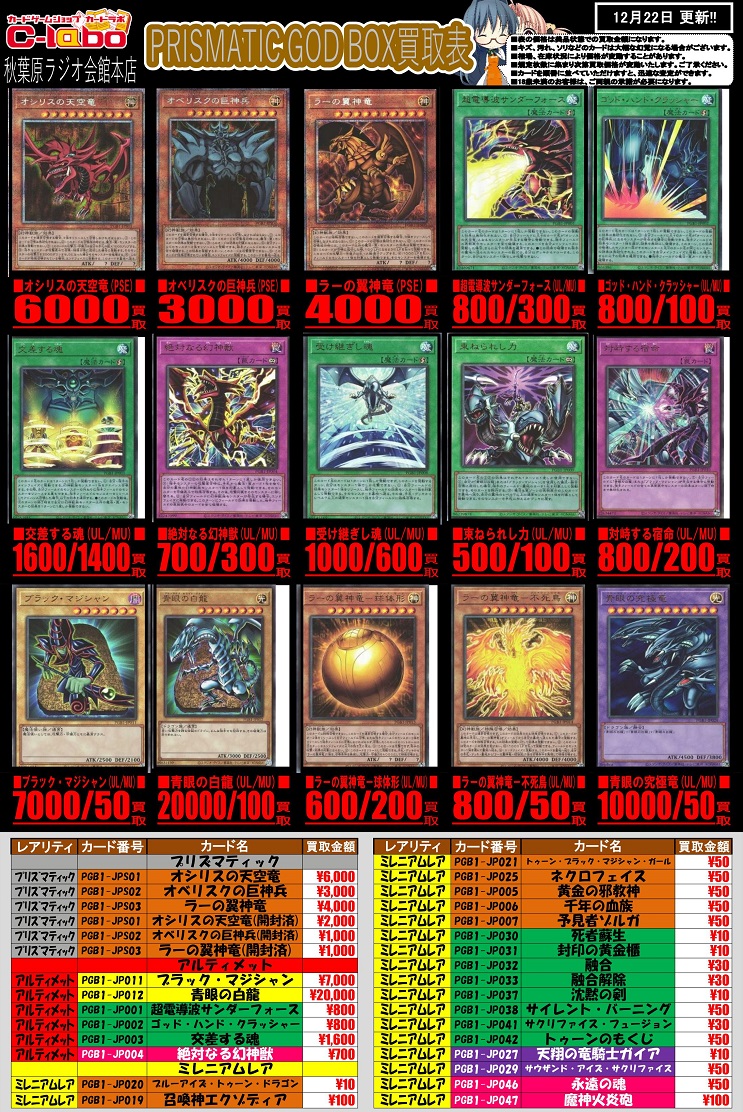 PRISMATIC GOD BOX『青眼の白龍／レリーフ』 現在の販売・買取相場