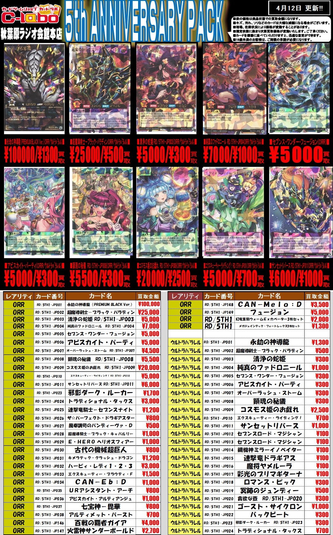 5th ANNIVERSARY PACK『永劫の神導龍：オーバーラッシュレア(PREMIUM