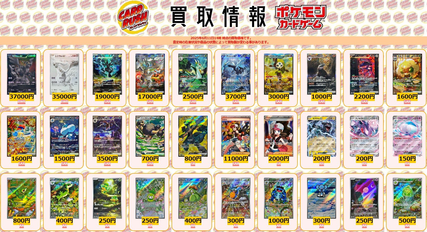 ブラックボルト／ホワイトフレア 発売6日目のメルカリ・買取相場 (前回