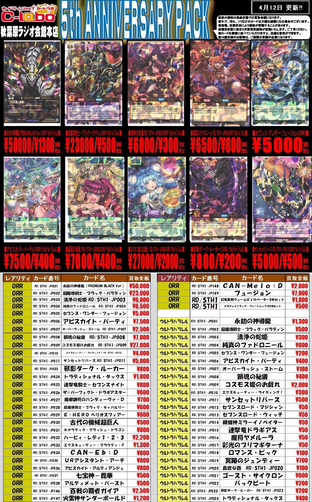 5th ANNIVERSARY PACK『永劫の神導龍：オーバーラッシュレア(PREMIUM