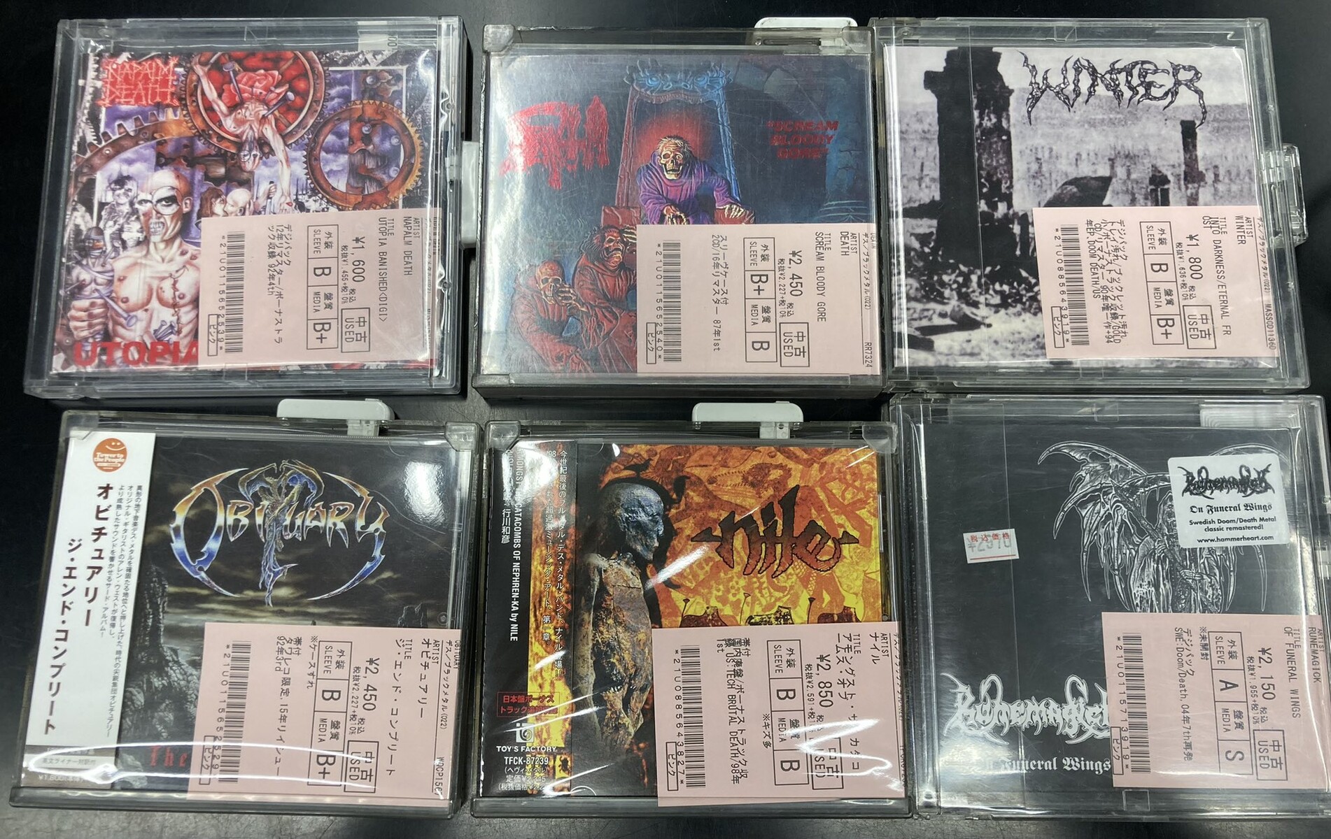 WINTER、DEATH、NAPALM DEATH、OBITUARYほかデスメタルの中古CDが入荷