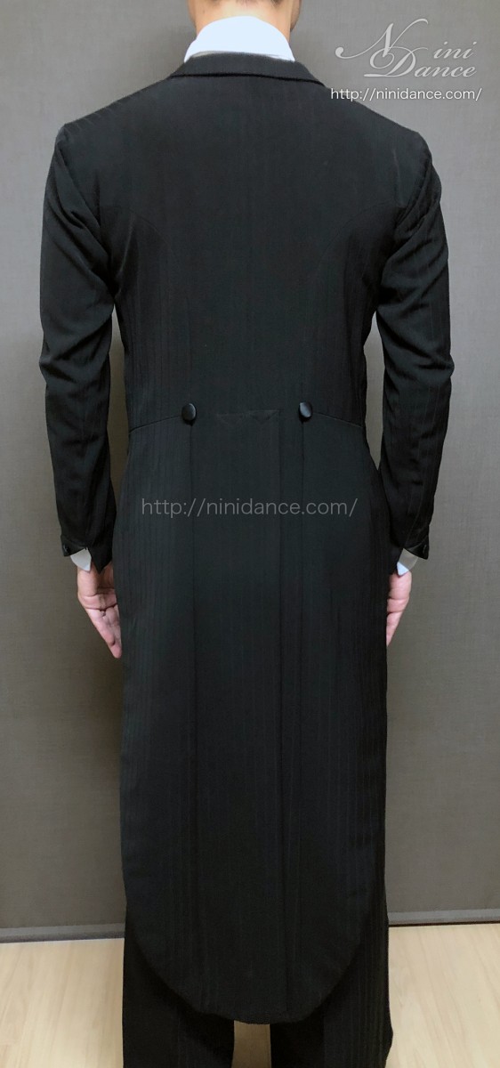 M007「テーラー雅」高品質ストライプ黒地燕尾服上下セット : 社交