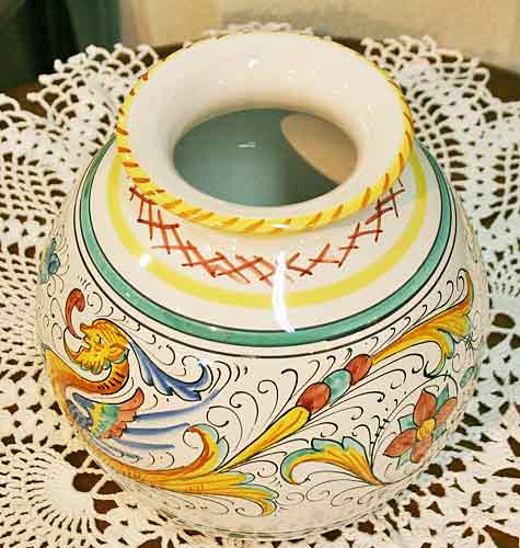 イタリア製 輸入雑貨 花瓶 フラワーベース 陶器 マヨルカ焼き デルータ