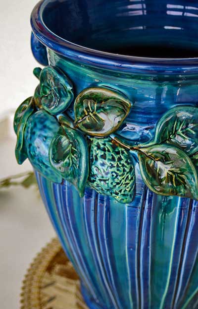 イタリア製 輸入雑貨 フラワーベース 花瓶 ブルー フルーツ トスカーナ