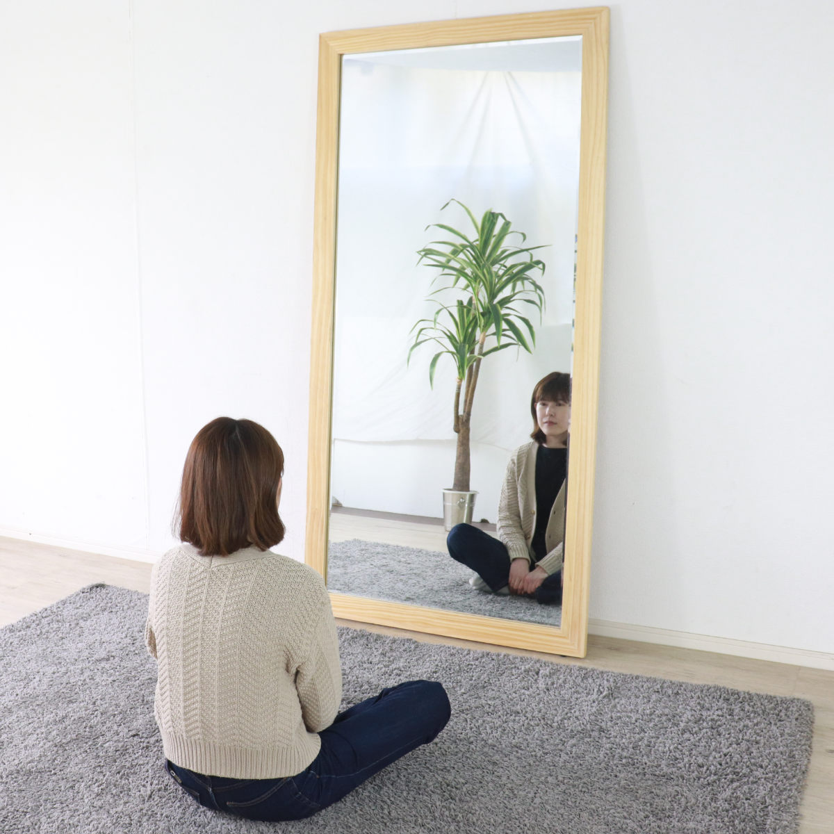 鏡 姿見 壁掛け 全身 木枠 90×180cm （ ミラー おしゃれ インテリア