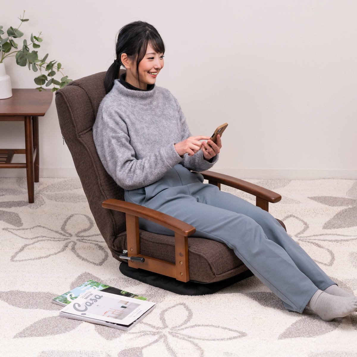 dショッピング |座椅子 回転式 座面高23cm 14段階リクライニング