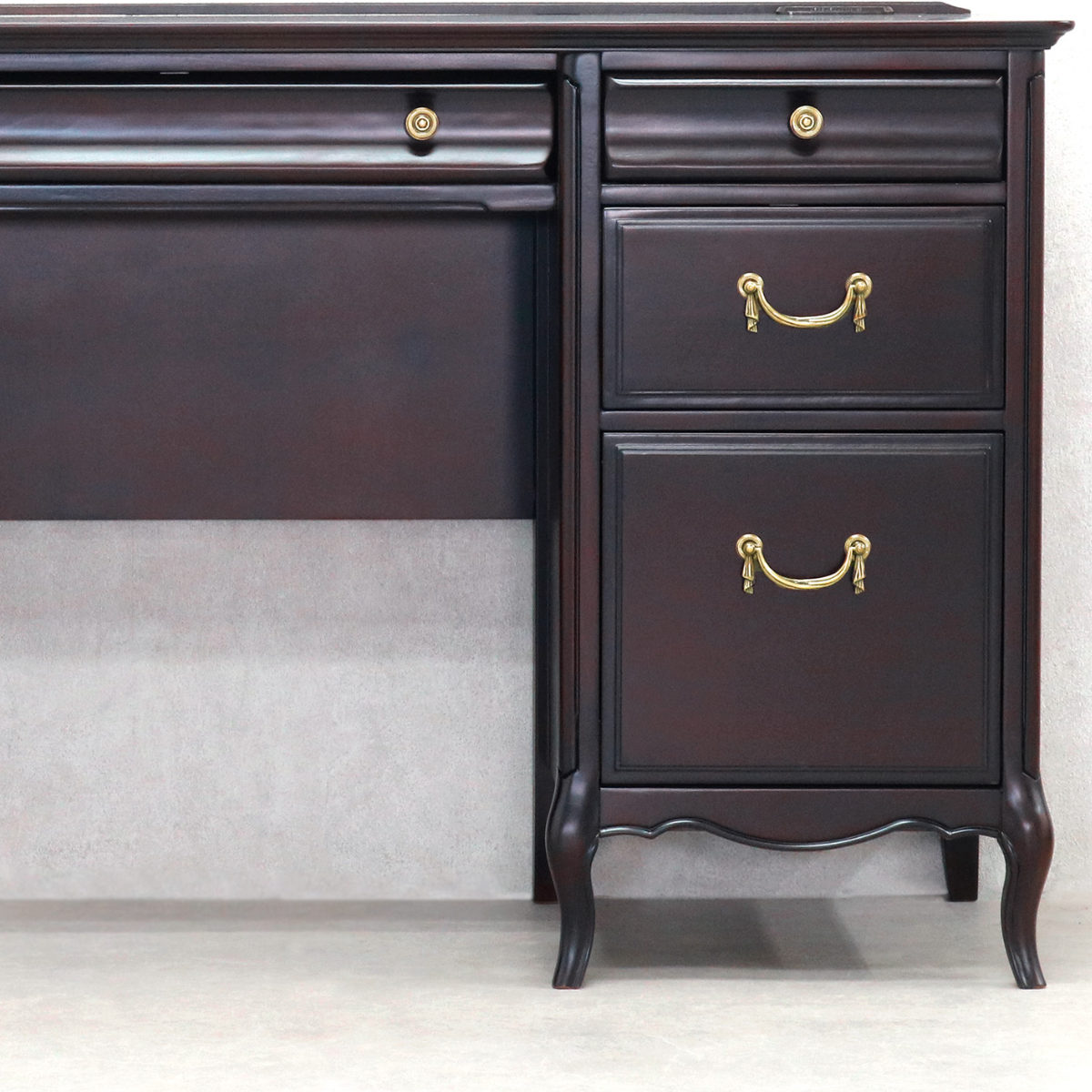 デスク ミラーナ 幅100cm 木製 猫脚 コンセント （ 机 書斎デスク