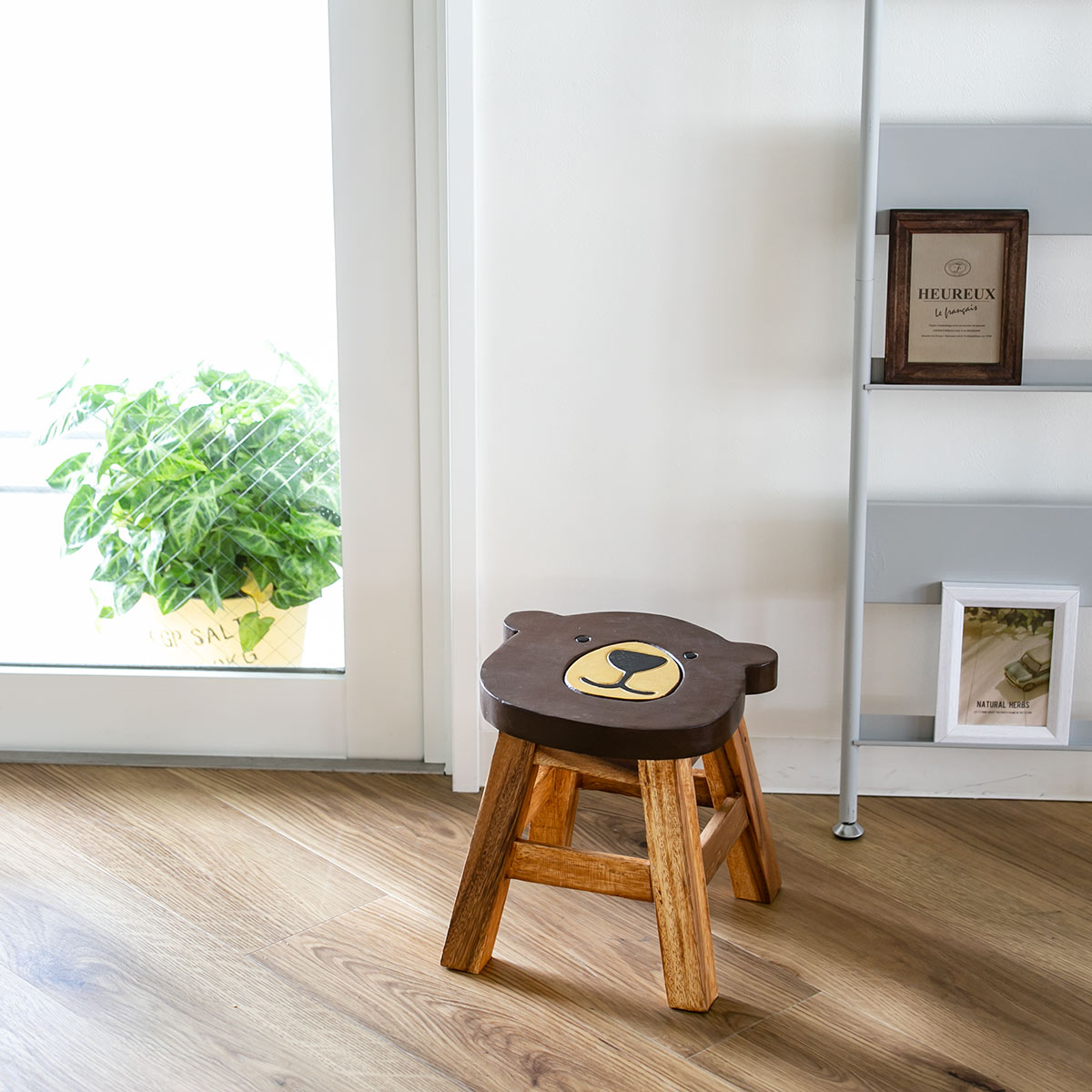 スツール クマ 木製 天然木 丸椅子 （ 丸 ウッドスツール 子ども 椅子