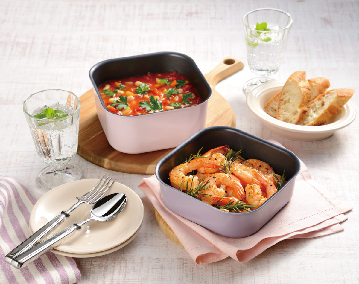 フライパン・鍋 4点セット 16cm IH対応 角型 着脱ハンドル式 Rect Mate