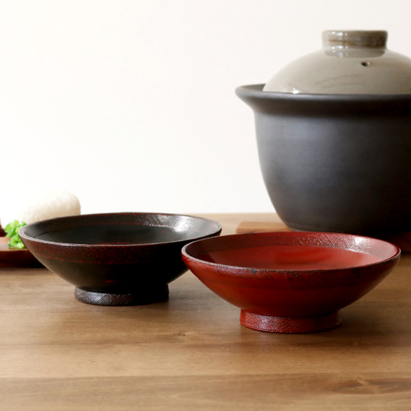 中鉢 木製 320ml 浅型 浅椀 布張り 漆 器 天然木 食器 （ 鉢 お椀 椀