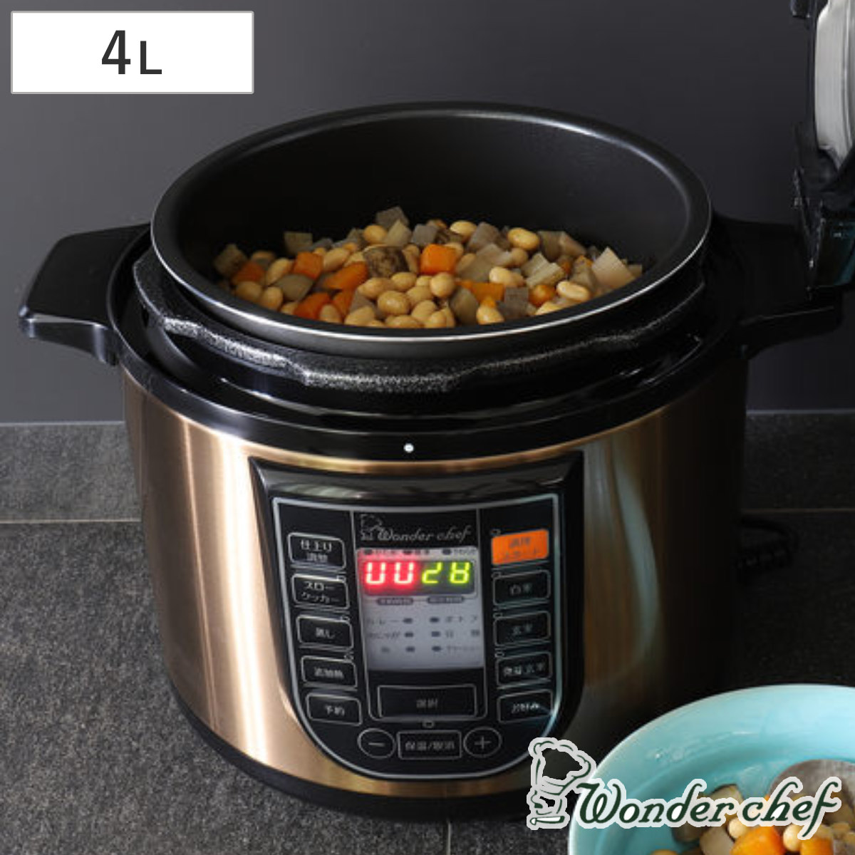 dショッピング |特価 電気圧力鍋 4L スターターセット 蒸しす 軽量