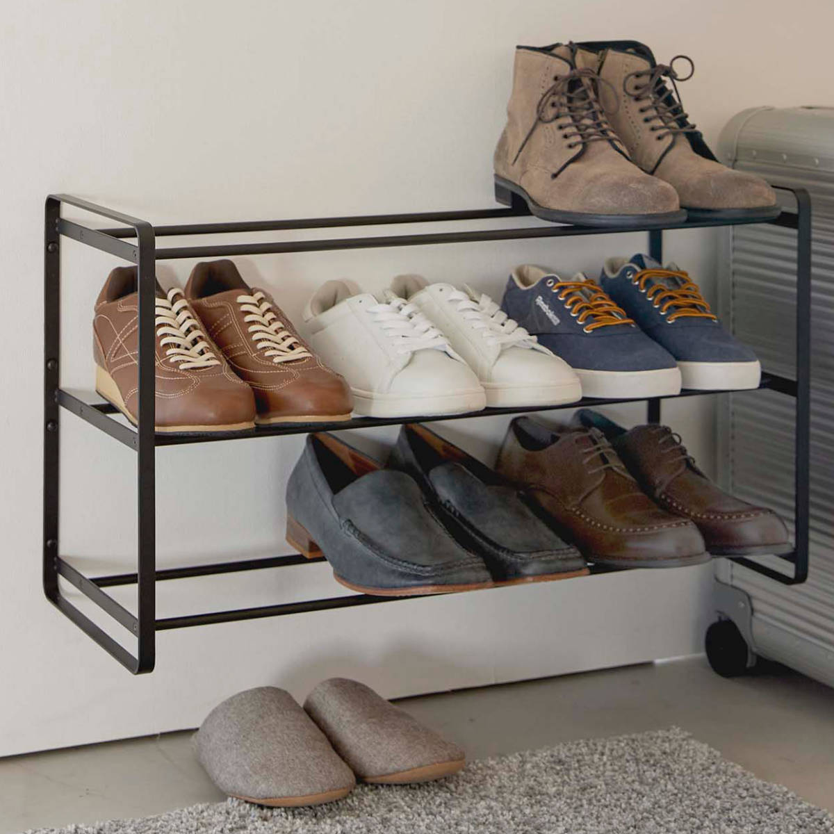 dショッピング |tower 石こうボード壁対応ウォールシューズラック