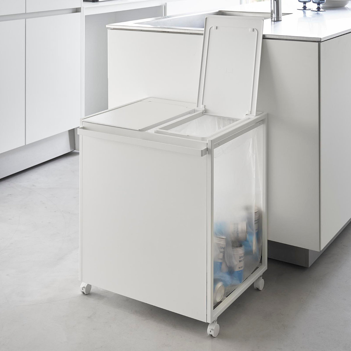 山崎実業 tower 蓋付き目隠し分別ダストワゴン タワー 45L 2分別