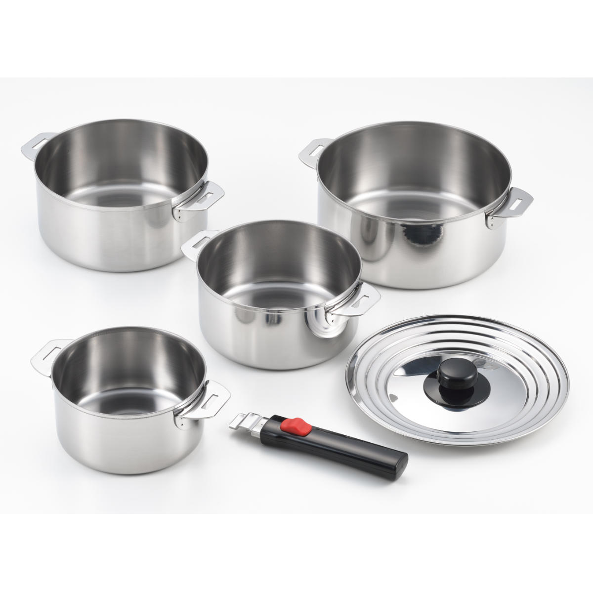 鍋 6点セット 着脱式ハンドル付き ステンレス製 郷技 日本製 （ IH対応