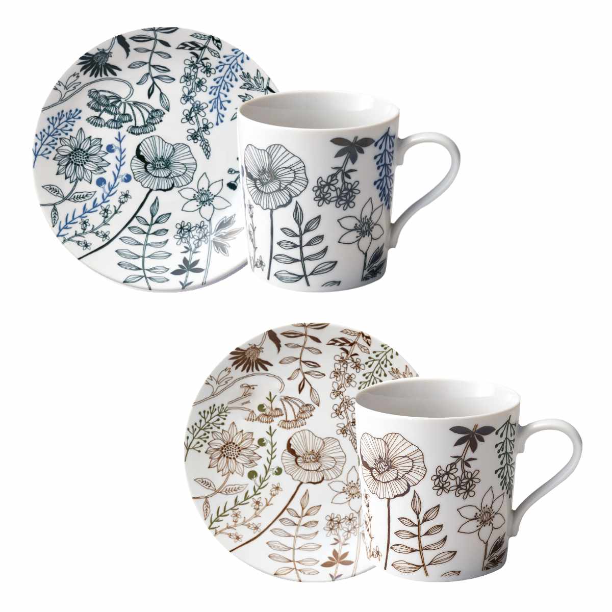 dショッピング |食器セット 4点セット フラワーパターン 磁器 美濃焼